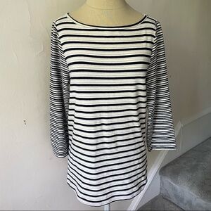 Three Dots Striped Cotton Blend 3/4 Sleeve Top EUC Size Medium Style VB40018